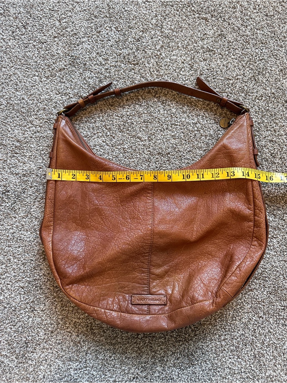 Lucky Brand Cognac Brown Leather Hobo Bag - Picture 13 of 16
